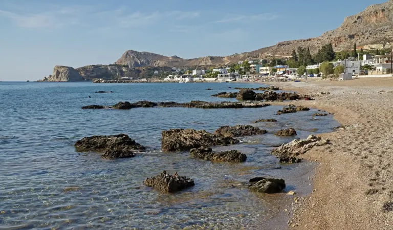 Plaża w Stegna na wschodnim wybrzeżu Rodos