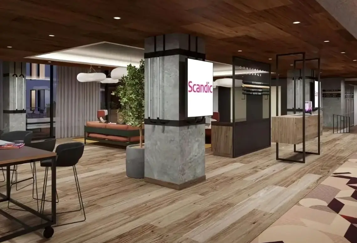 Lobby hotelu Scandic Helsinki Hub