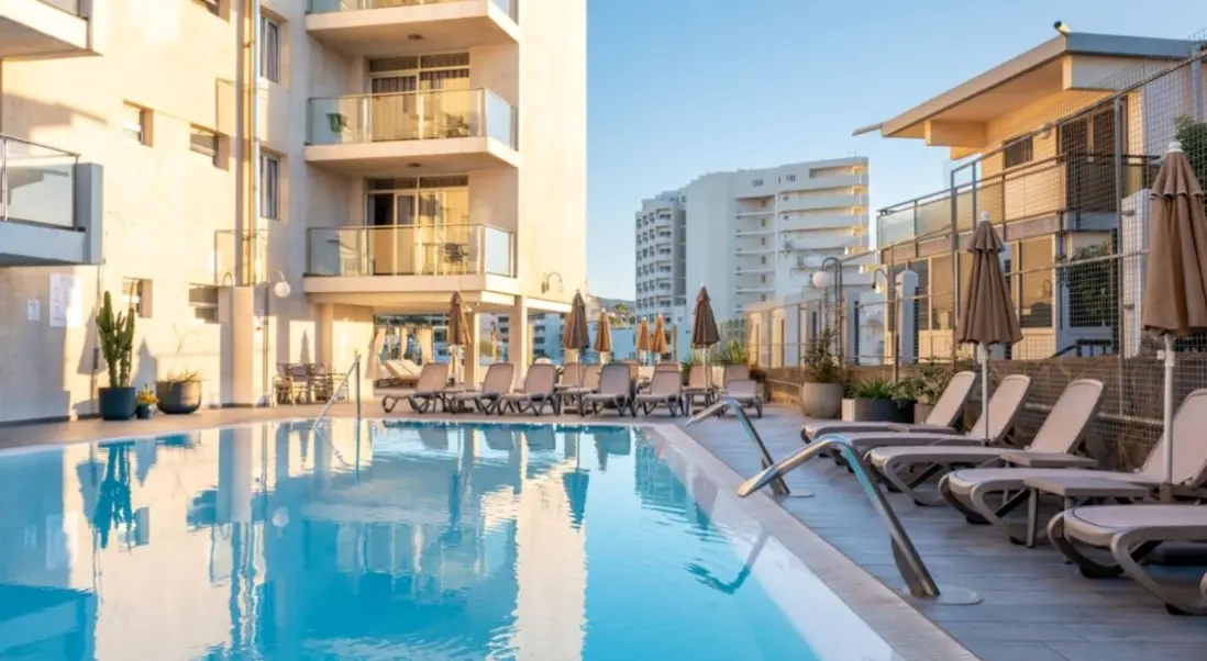 Basen w hotelu Apartamentos El Palmar