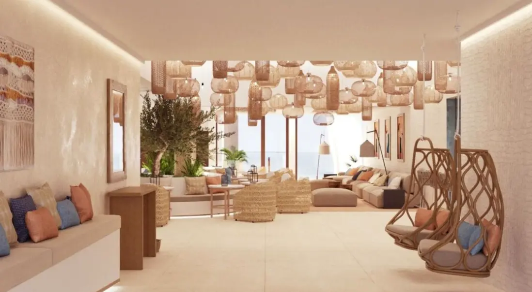 Lobby hotelu Cala San Miguel Ibiza Resort Curio Collection by Hilton