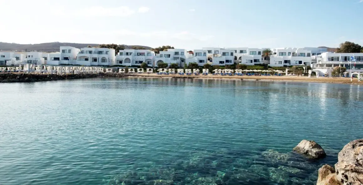 Plaża przy hotelu Knossos Beach Bungalows Suites Resort & Spa