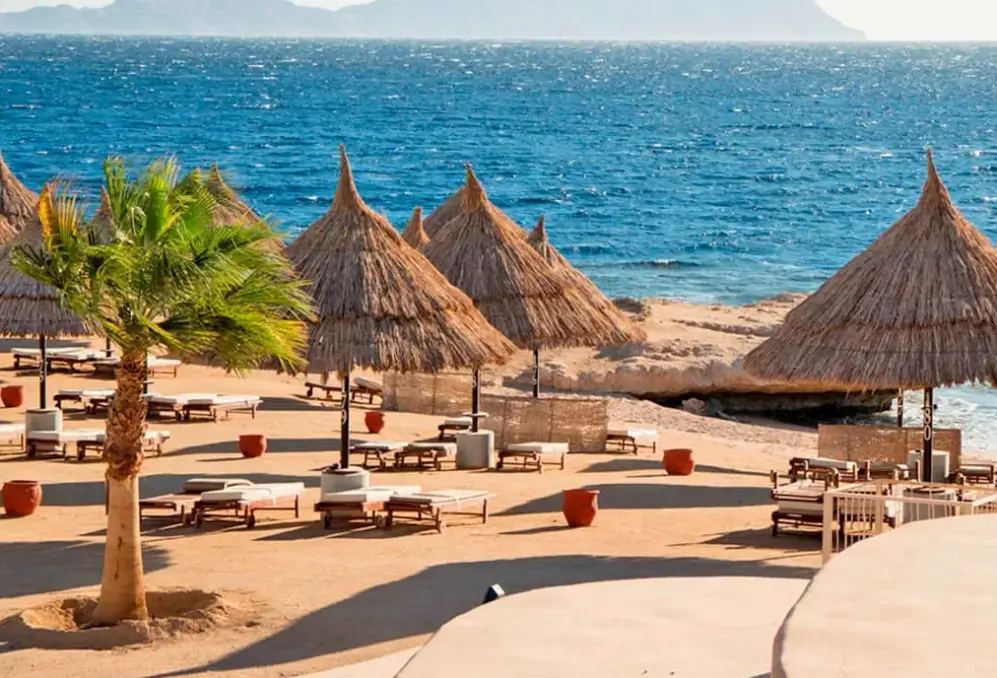 Plaża przy hotelu Sheraton Sharm Resort Villas & Spa